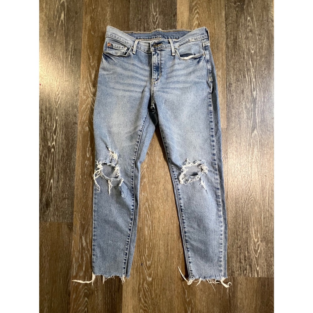 Denizen Levi's Skinny Jeans Womens 8 Blue Distressed High Rise Raw Hem 4299